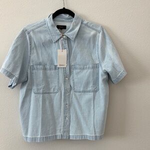 Distressed Denim Short Sleeve Shirt